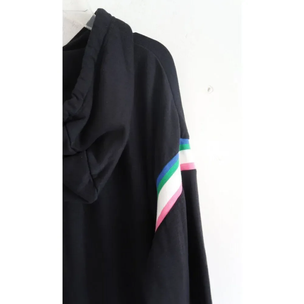 Nike Sportswear Black Hoodie with Striped Sleeves - Size XL